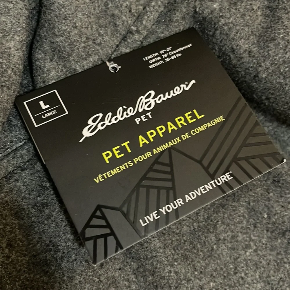EDDIE BAUER Pet, Dog coat, plaid and solid gray, Sherpa lining, NWT LG (23G4C28) - Picture 5 of 7